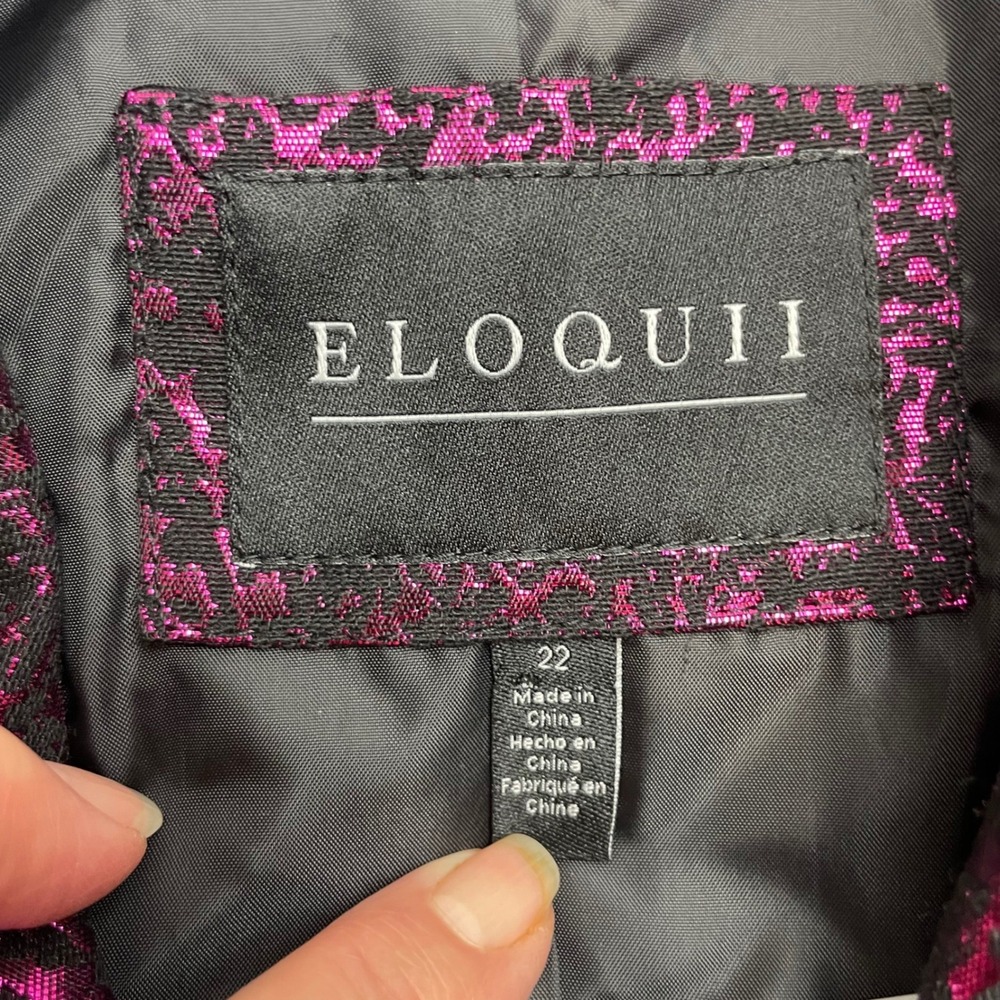 NWT Eloquii Womens Metallic Blazer Size 22 Magenta Brocade Double Breasted Party - Picture 4 of 10